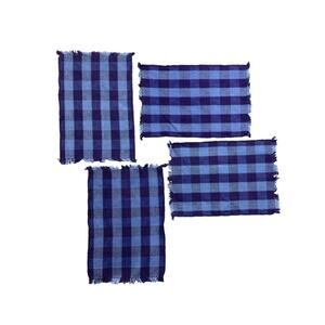 Set of 4 20 x 13 Inch Placemats Blue Buffalo Check Plaid Table Linens